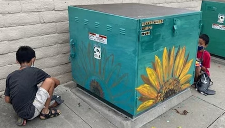 Teacher And Students Turn Tagged Utility Boxes Into Art